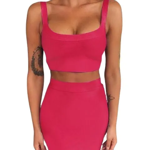 2 Piece Crop Top And Skirt  Bodycon Suit for Women