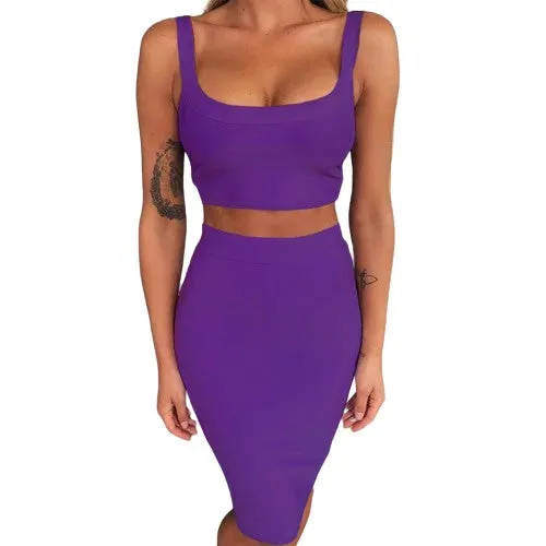 2 Piece Crop Top And Skirt  Bodycon Suit for Women