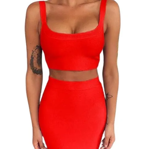 2 Piece Crop Top And Skirt  Bodycon Suit for Women