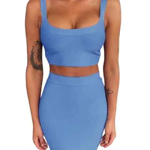 2 Piece Crop Top And Skirt  Bodycon Suit for Women