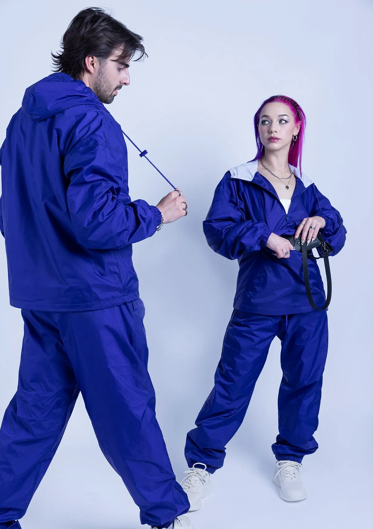 2300HS Unisex Half Zipper Taffeta Nylon Tracksuit Set - Purple