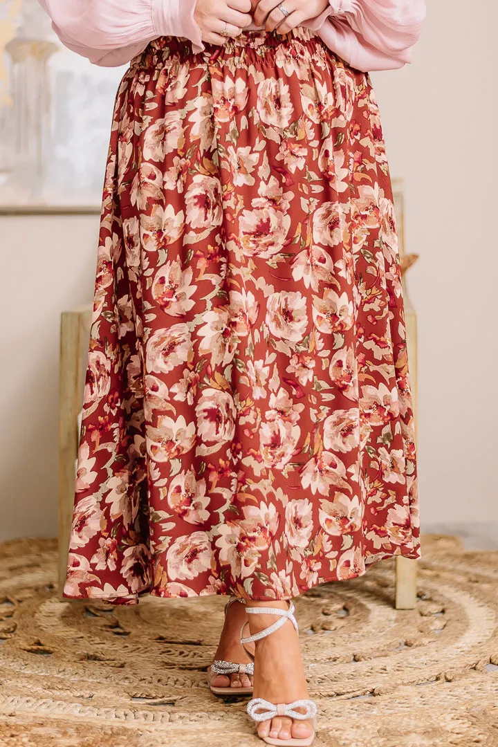 Back In Floral Midi Skirt | Brown Mix