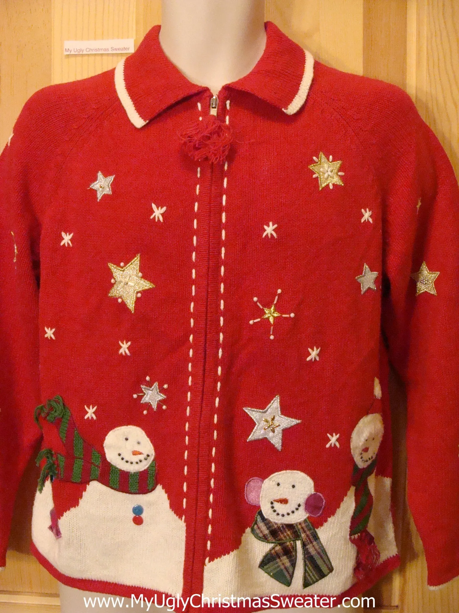 Bald Snowmen Red Funny Ugly Sweater