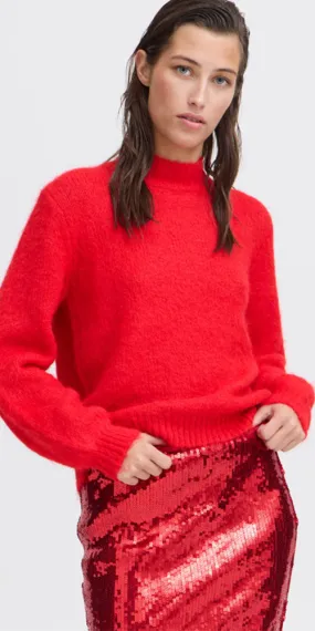 B.Young Mock Neck Sweater, red