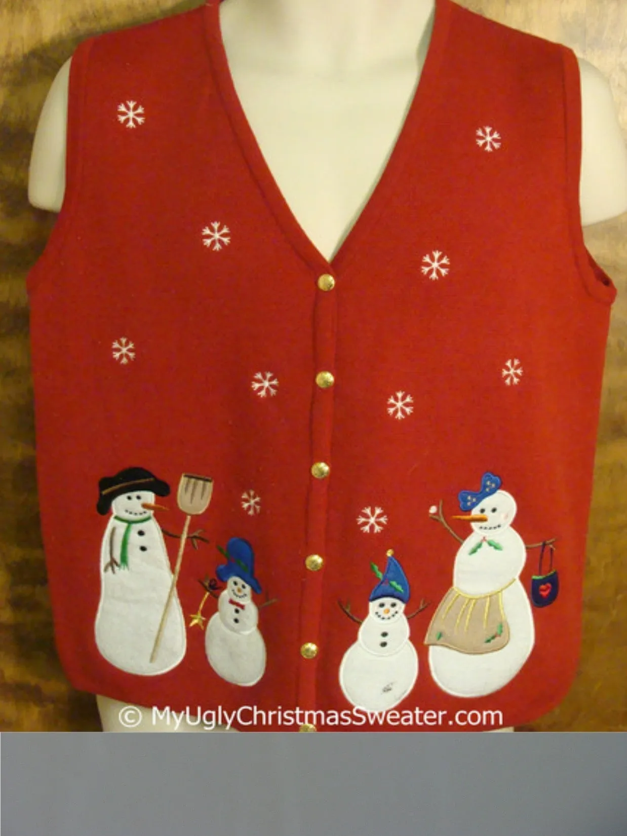 Cheap Snowman Family Themed Red Christmas Sweater Vest