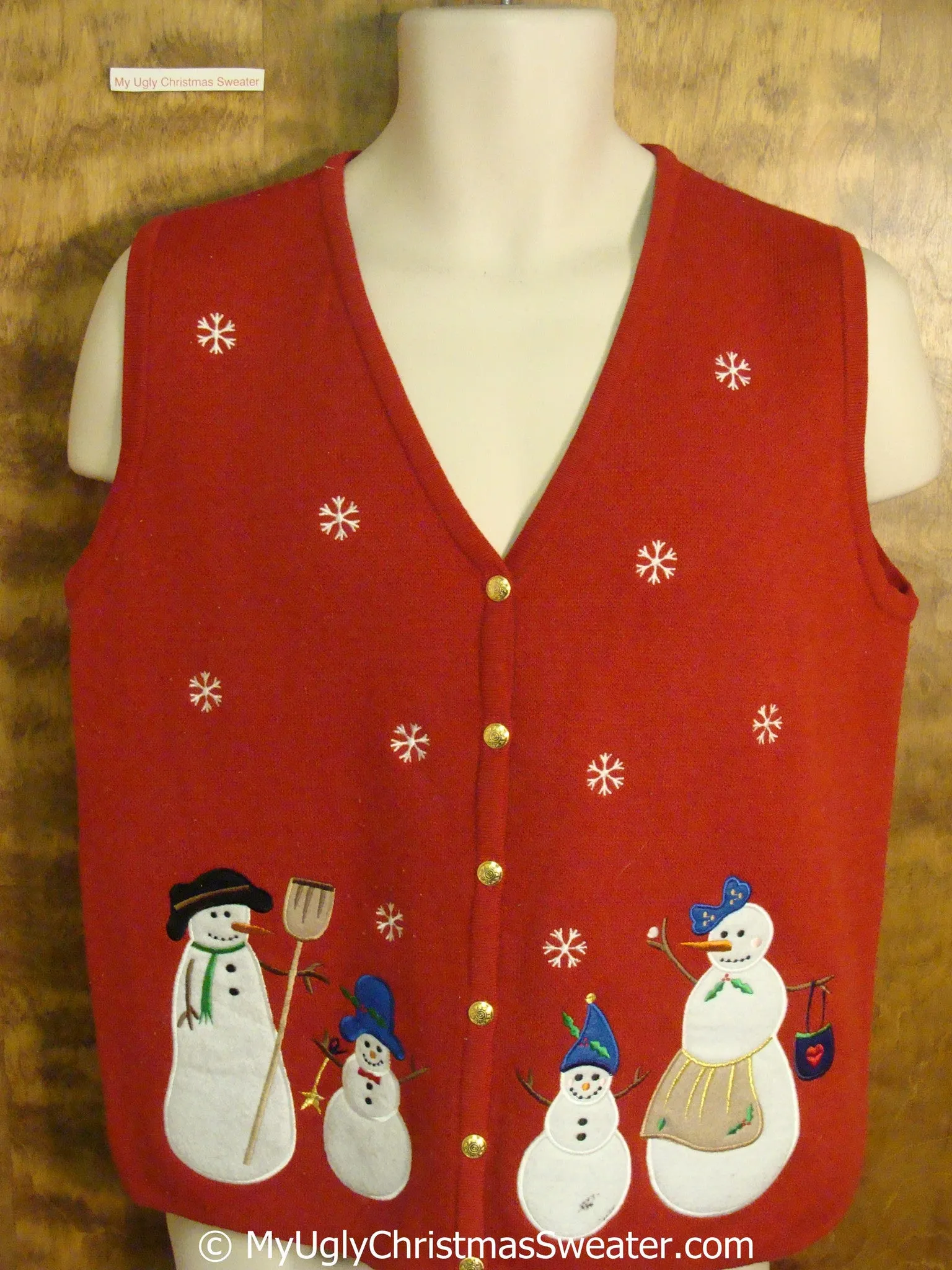 Cheap Snowman Family Themed Red Christmas Sweater Vest