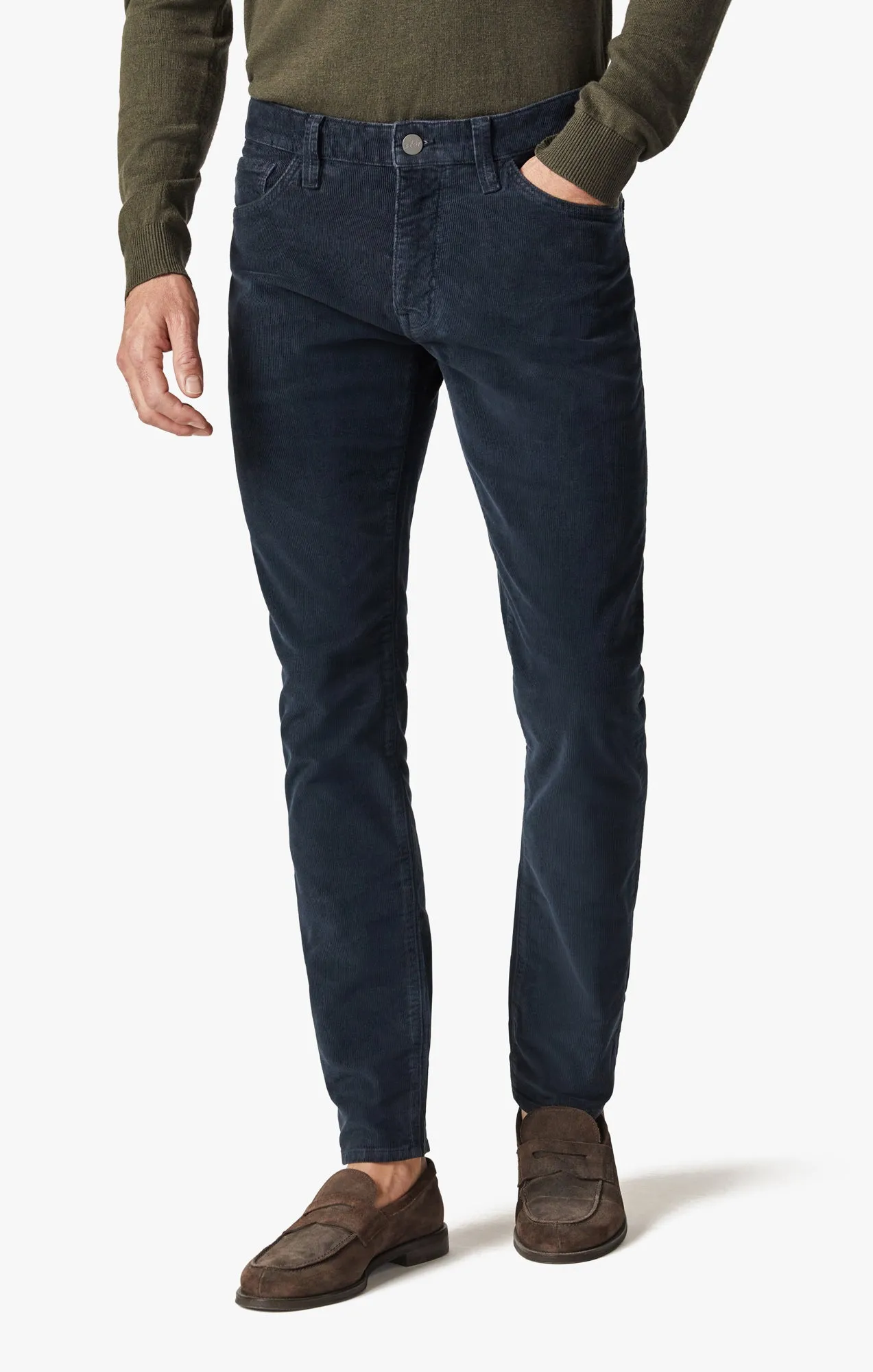 Cool Tapered Leg Pants In Navy Cord