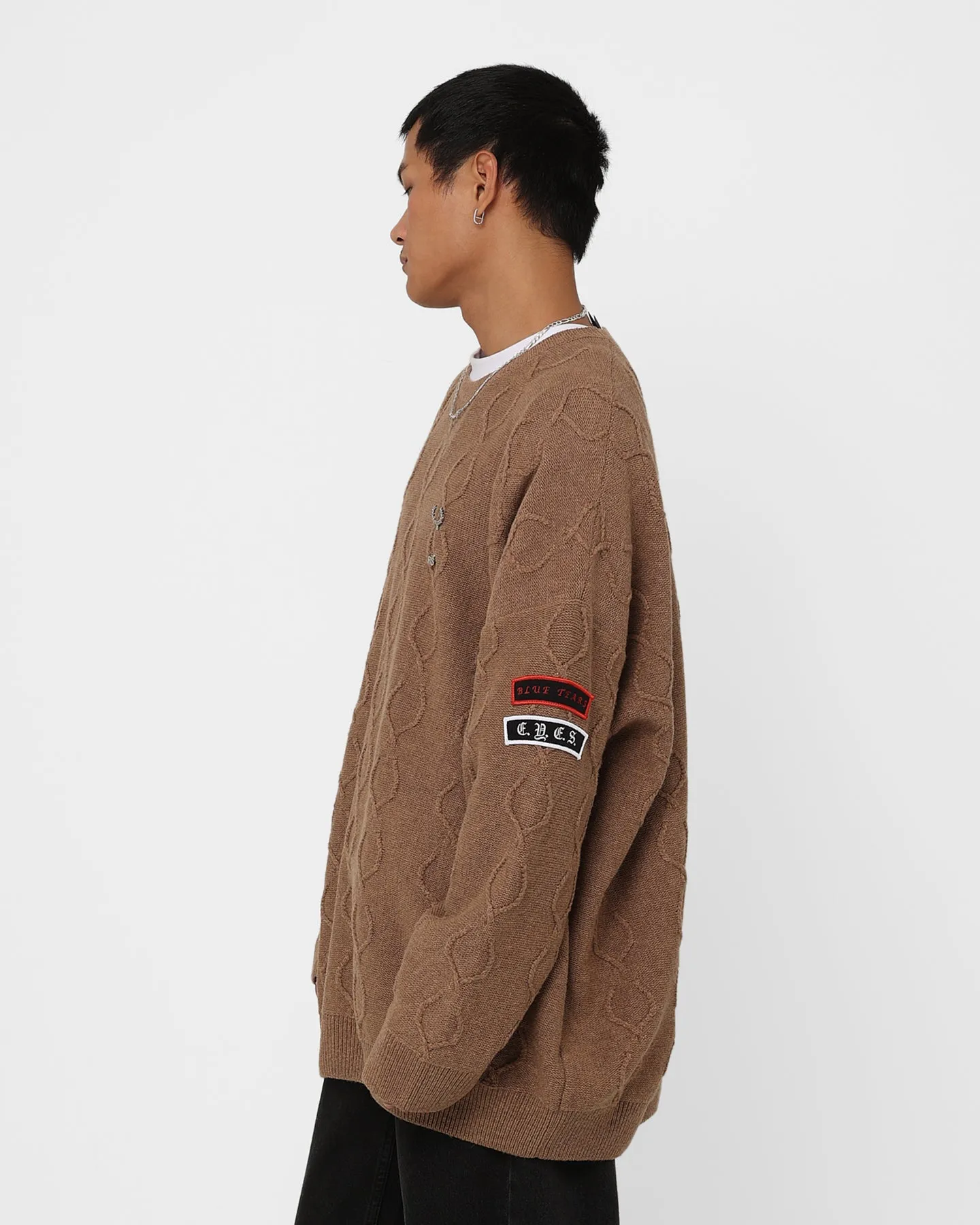 Fred Perry X Raf Simons Patched Oversized Jumper Almond