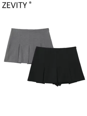 High Waist Wide Pleats Shorts Skirts