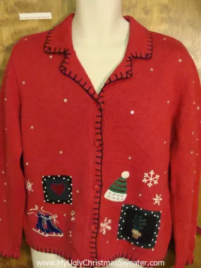 Horrible Crafty Red 2sided Christmas Sweater