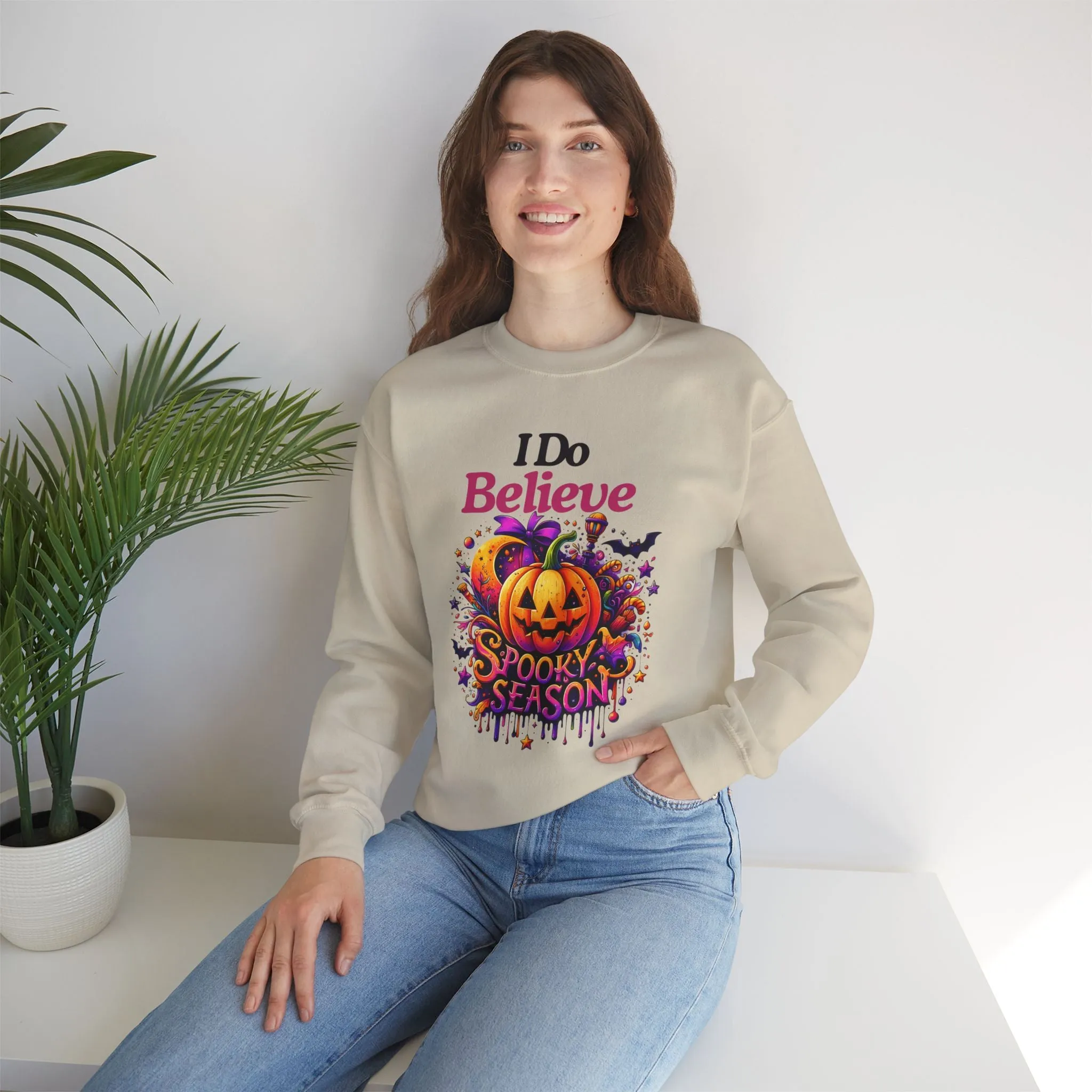 I Do Believe Spooky Season Halloween Sweatshirt, Happy Halloween Sweatshirt - Unisex Heavy Blend Crewneck, Halloween Sweatshirt, Cute Spooky Ghost sweatshirt.