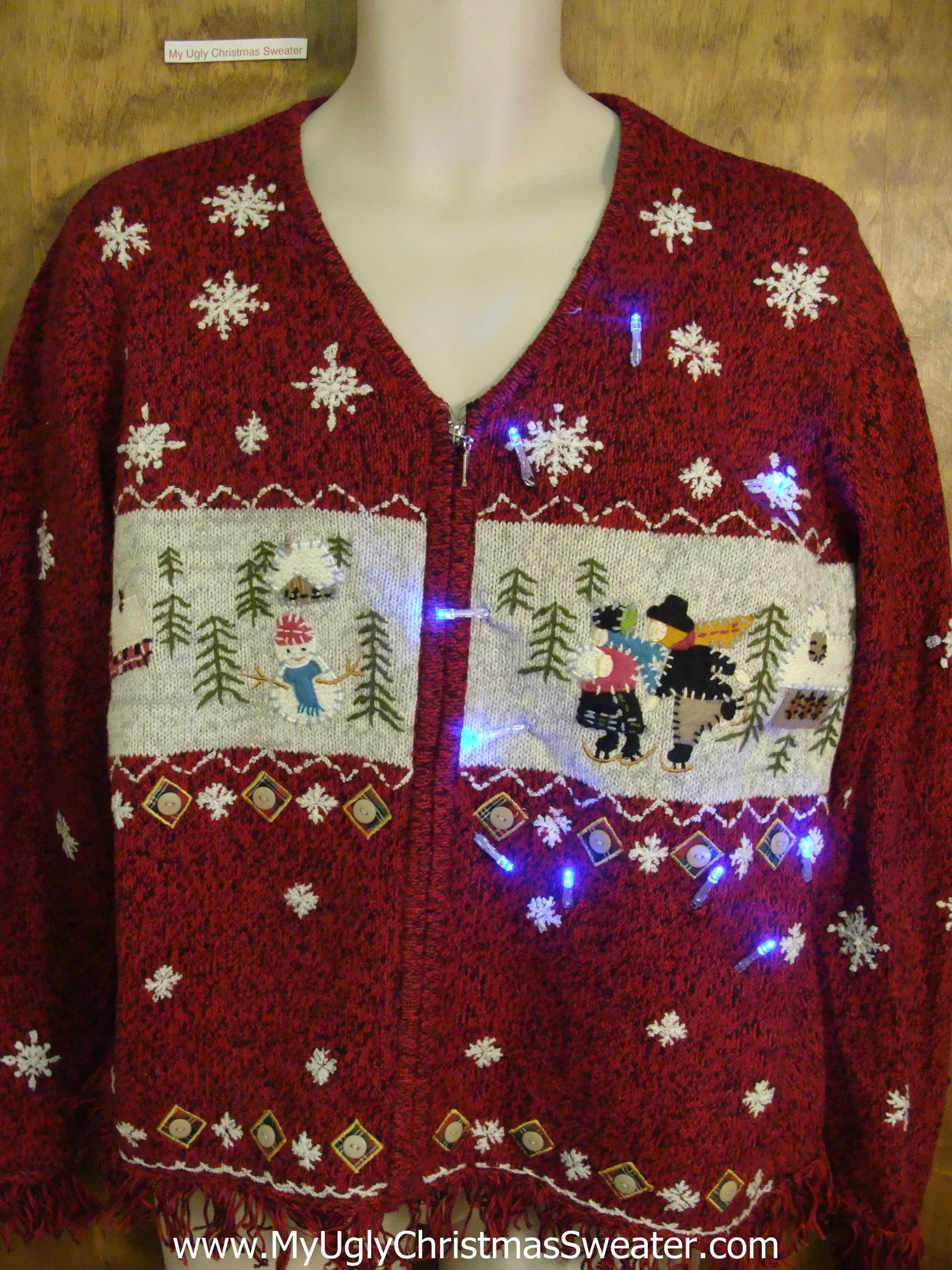 Ice Skating Friends Light Up Ugly Xmas Sweater