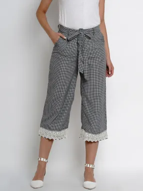 Jashvi Black & White Checked Loose Culottes