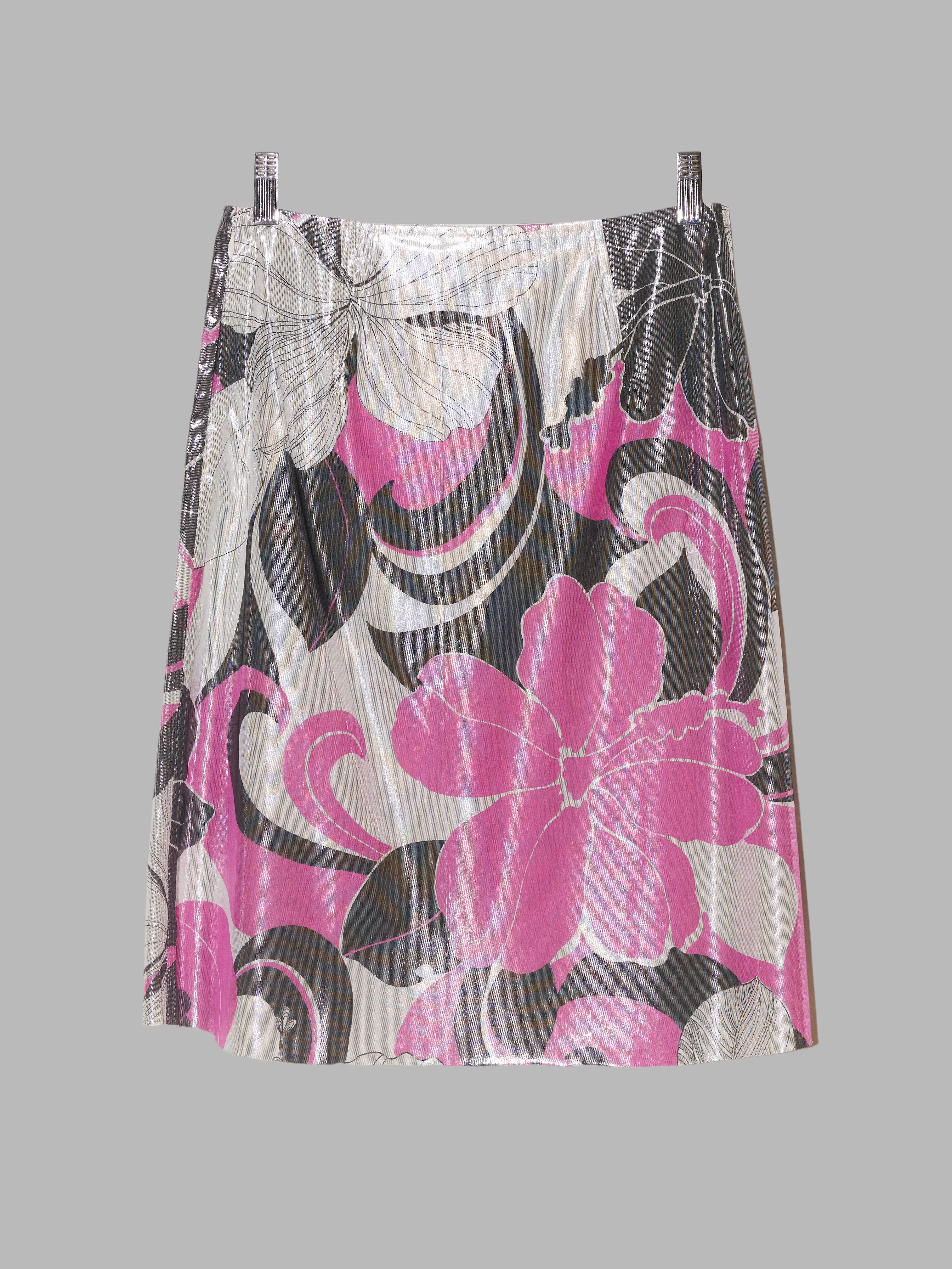 Junya Watanabe spring 2000 glittery pink floral print waterproof skirt - S