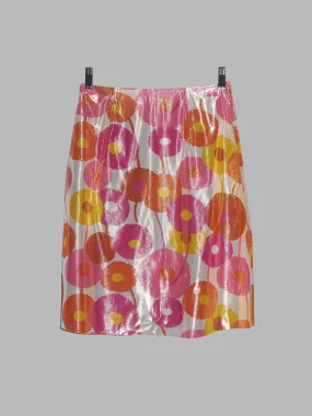 Junya Watanabe SS2000 glittery pink orange white floral waterproof skirt