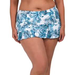 La Blanca Women's Plus Tranquilty Tropical Print Ruffle Hem Swim Skirt