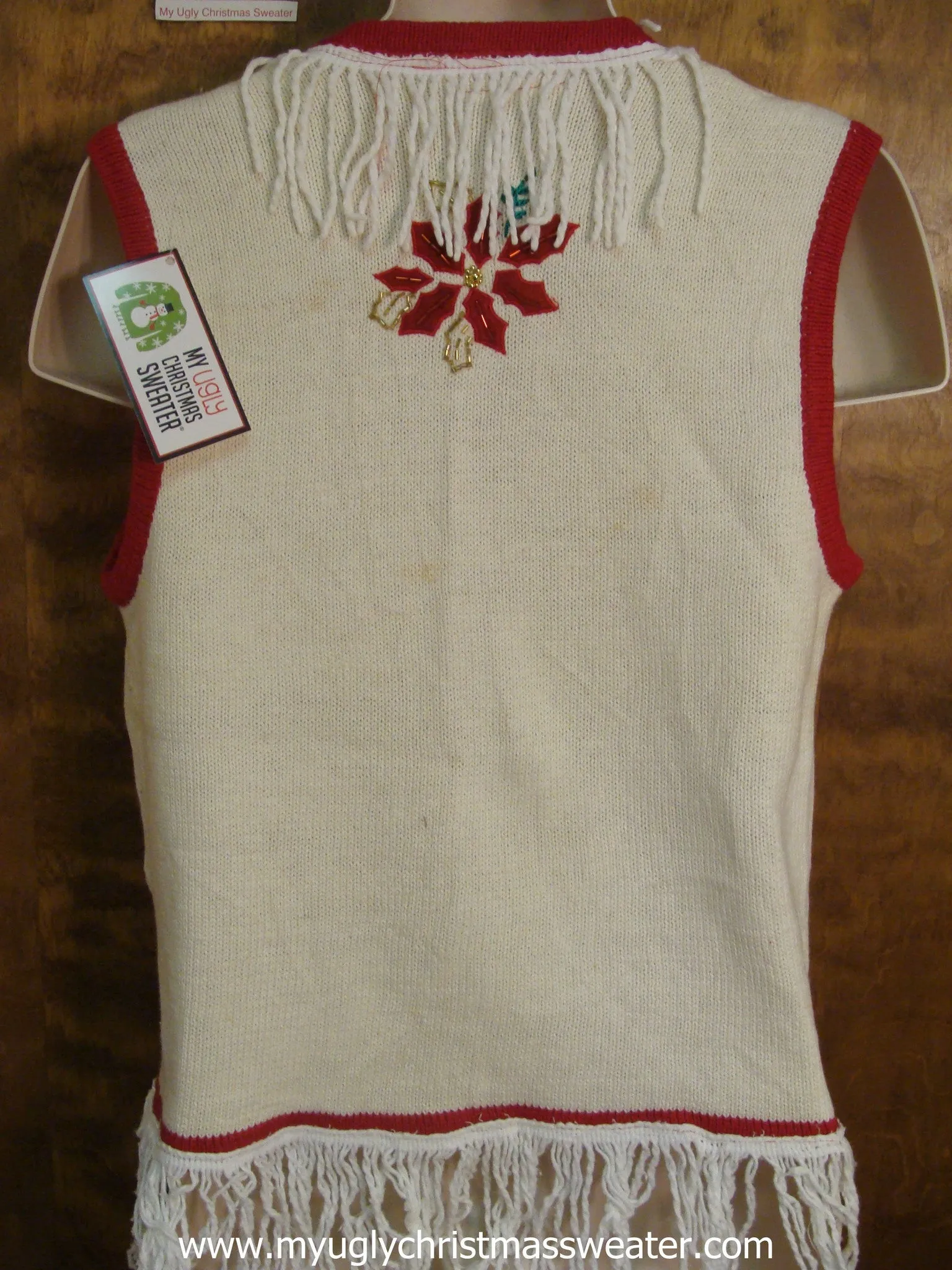 Large Red Poinsettias Ugly Sweater Vest