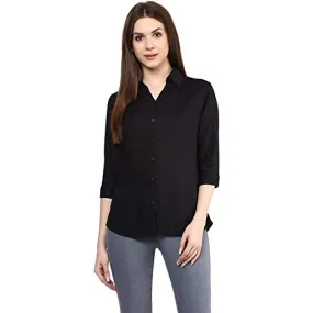 Leriya Fashion Women's Corduroy Button Down Pocket Shirts Casual Long Sleeve Oversized Blouses Tops (Medium, Black)