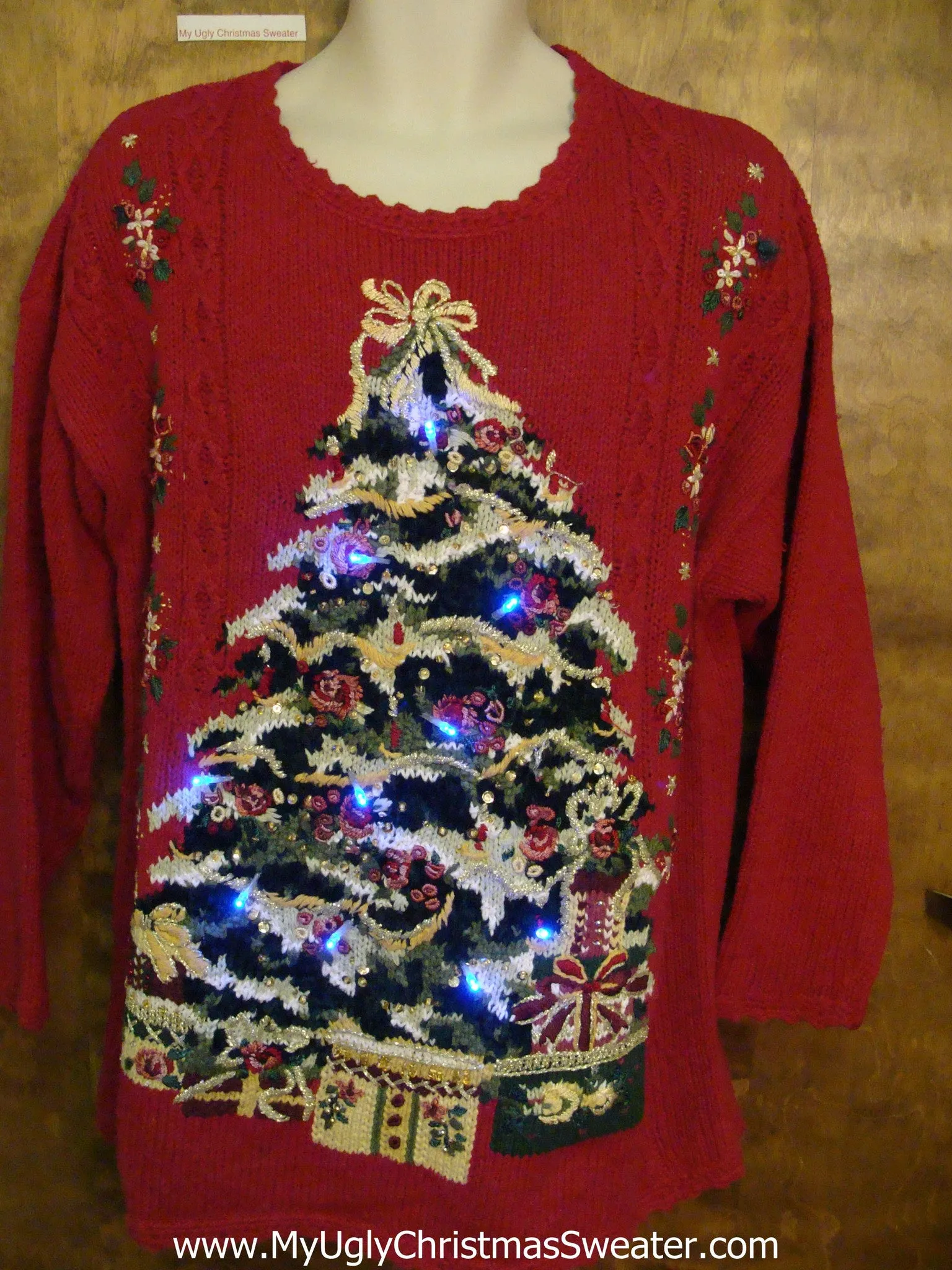 Massive Lit Up Tree Ugly Christmas Sweater with Lights