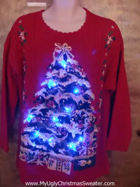 Massive Lit Up Tree Ugly Christmas Sweater with Lights