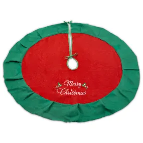 Merry Christmas 120cm Tree Skirt Green & Red