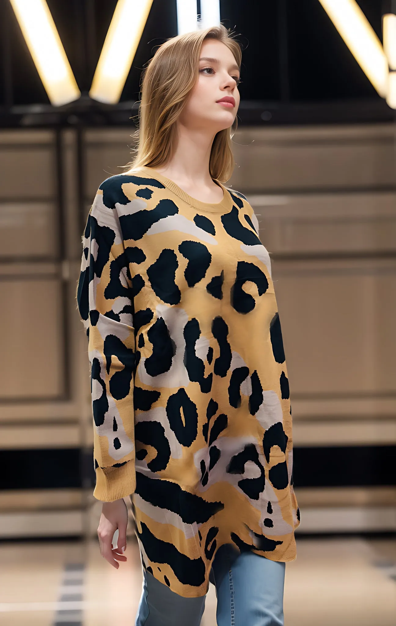 Oversize Leopard Print Jumper