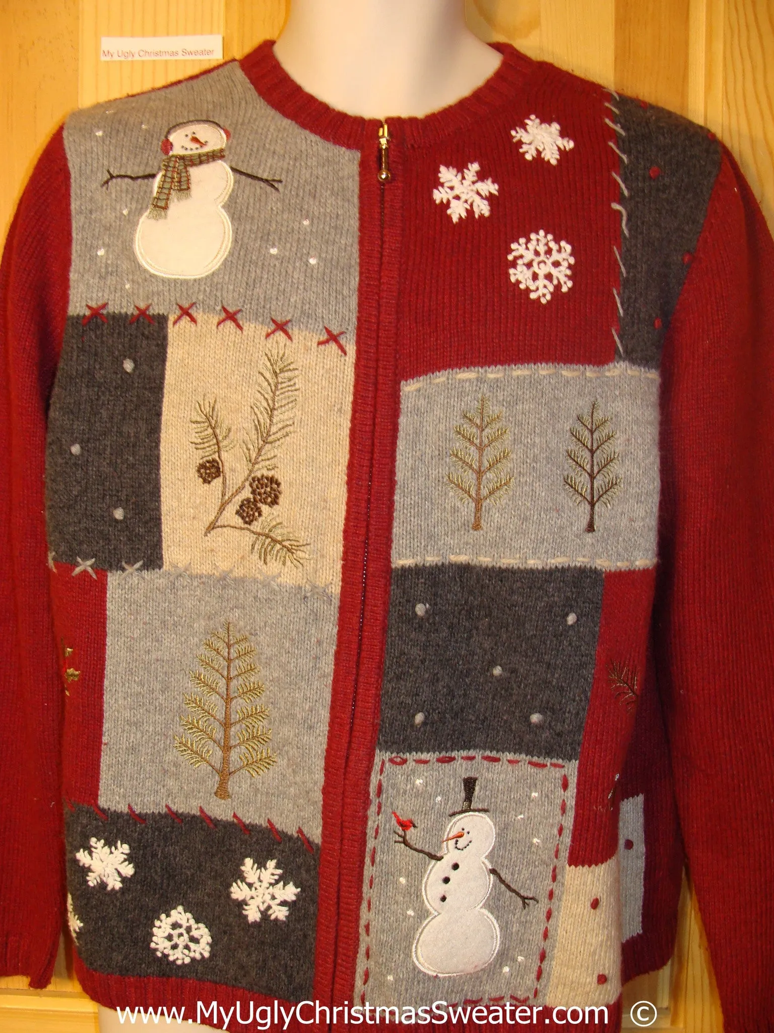 Patchwork red Cheesy Christmas Sweater