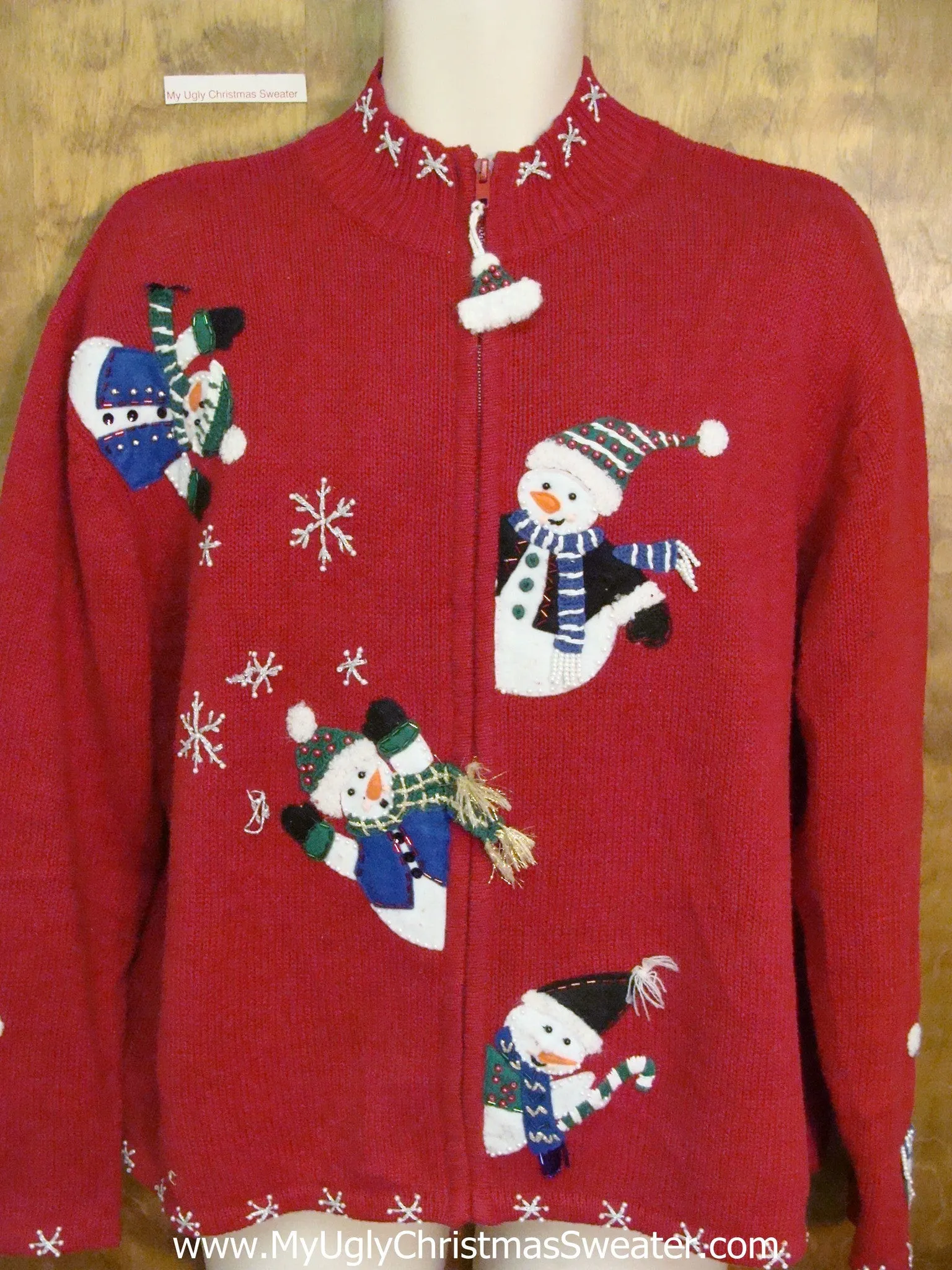 Peaking Snowmen Ugly Christmas Sweater