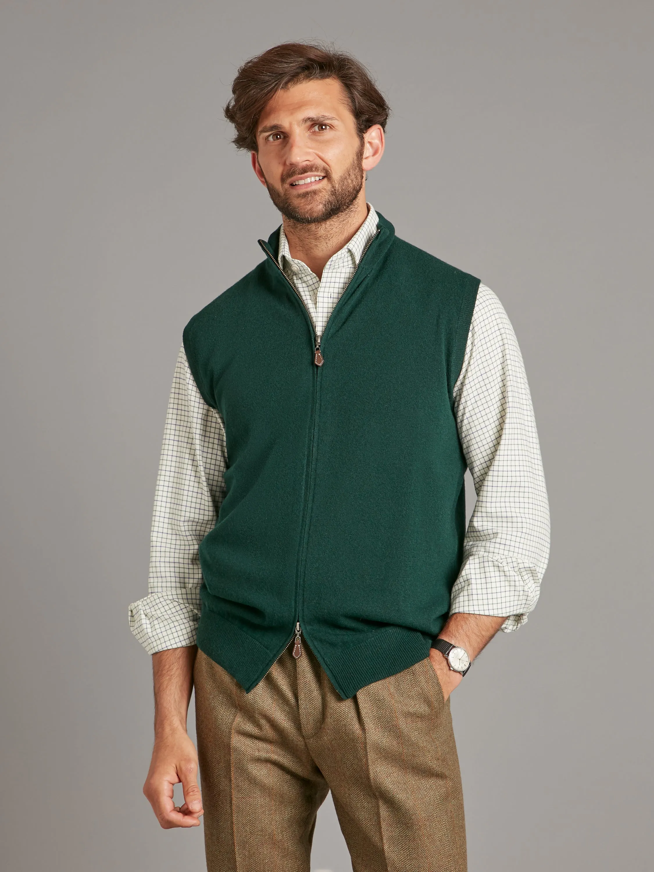 Portling Vest - Tartan Green