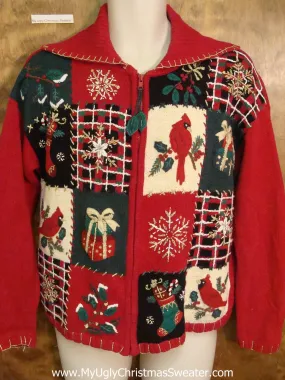 Red Cardinal Birds Horrible Christmas Sweater