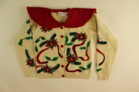 Red Ribbon Poinsettias- X Small Christmas Sweater