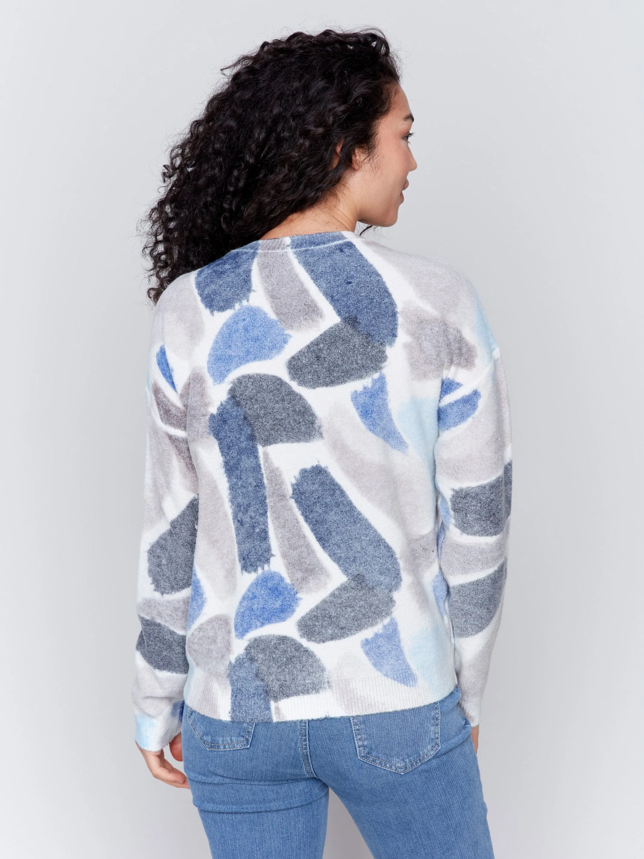 Reversible Printed Sweater - Sapphire