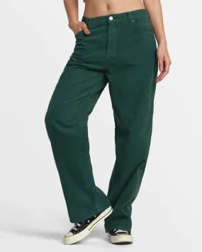 RVCA HERITAGE CORDUROY WIDE LEG PANTS - PINENEEDLE