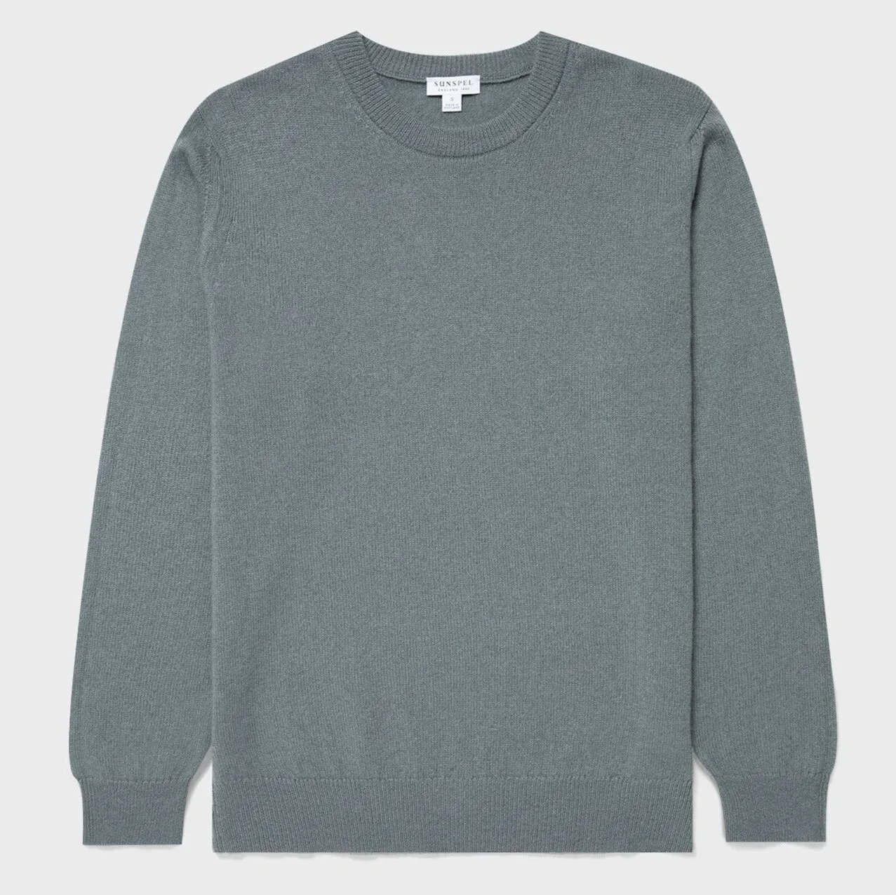 Smoke Green 100% Cashmere Crew Sweater