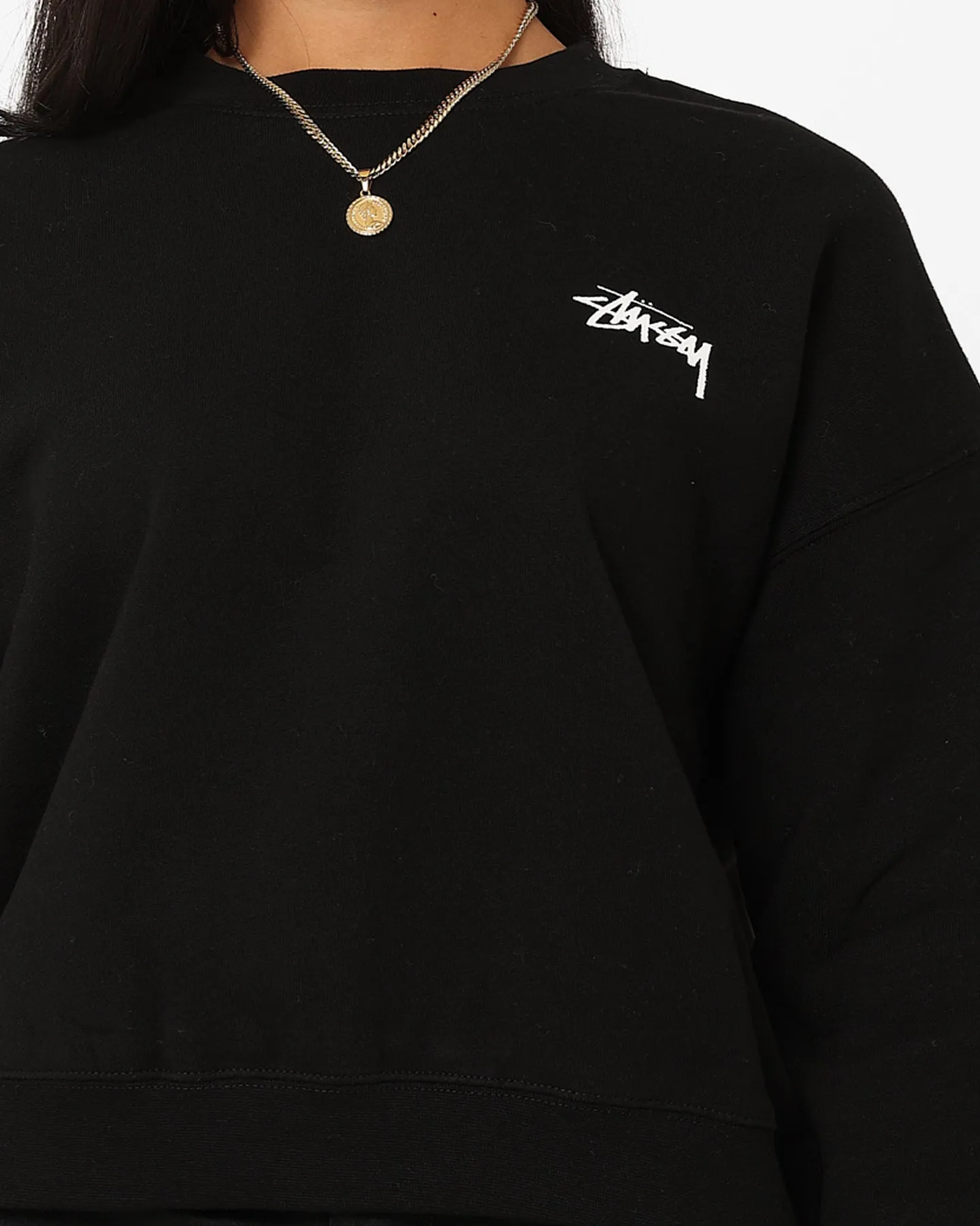 Stussy Women's Dice Cropped Crewneck Black