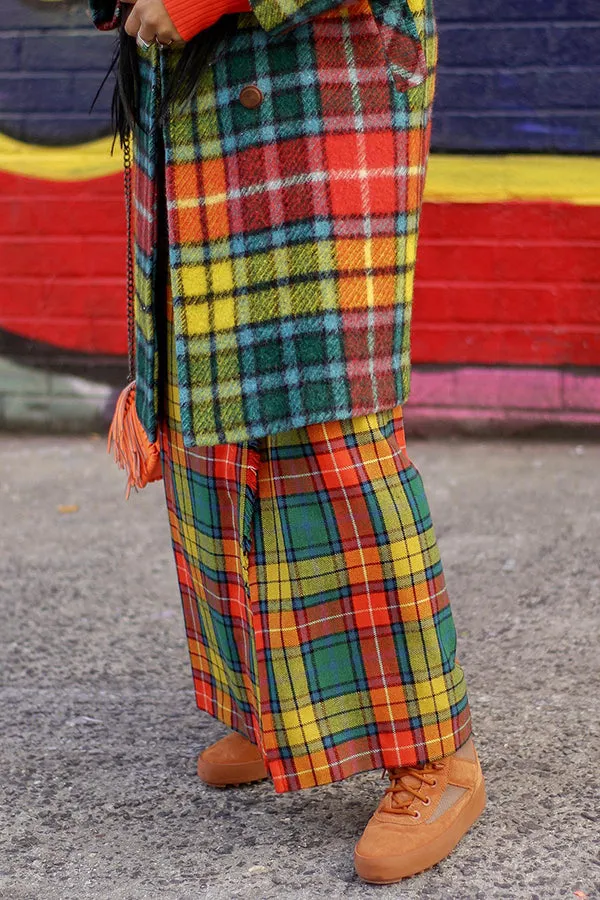 Stylish Asymmetrical Design Plaid Skirt