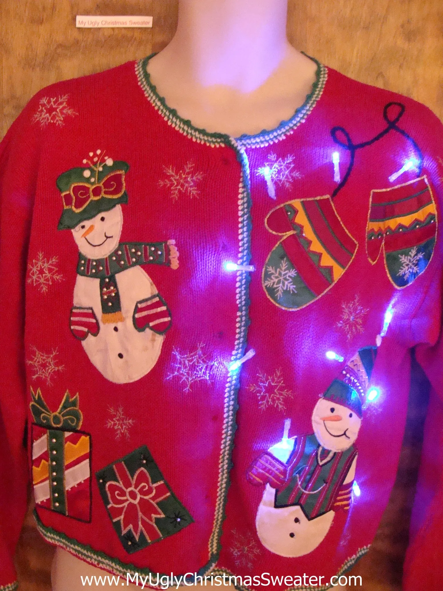 Super Festive Snowmen Light Up Ugly Xmas Sweater