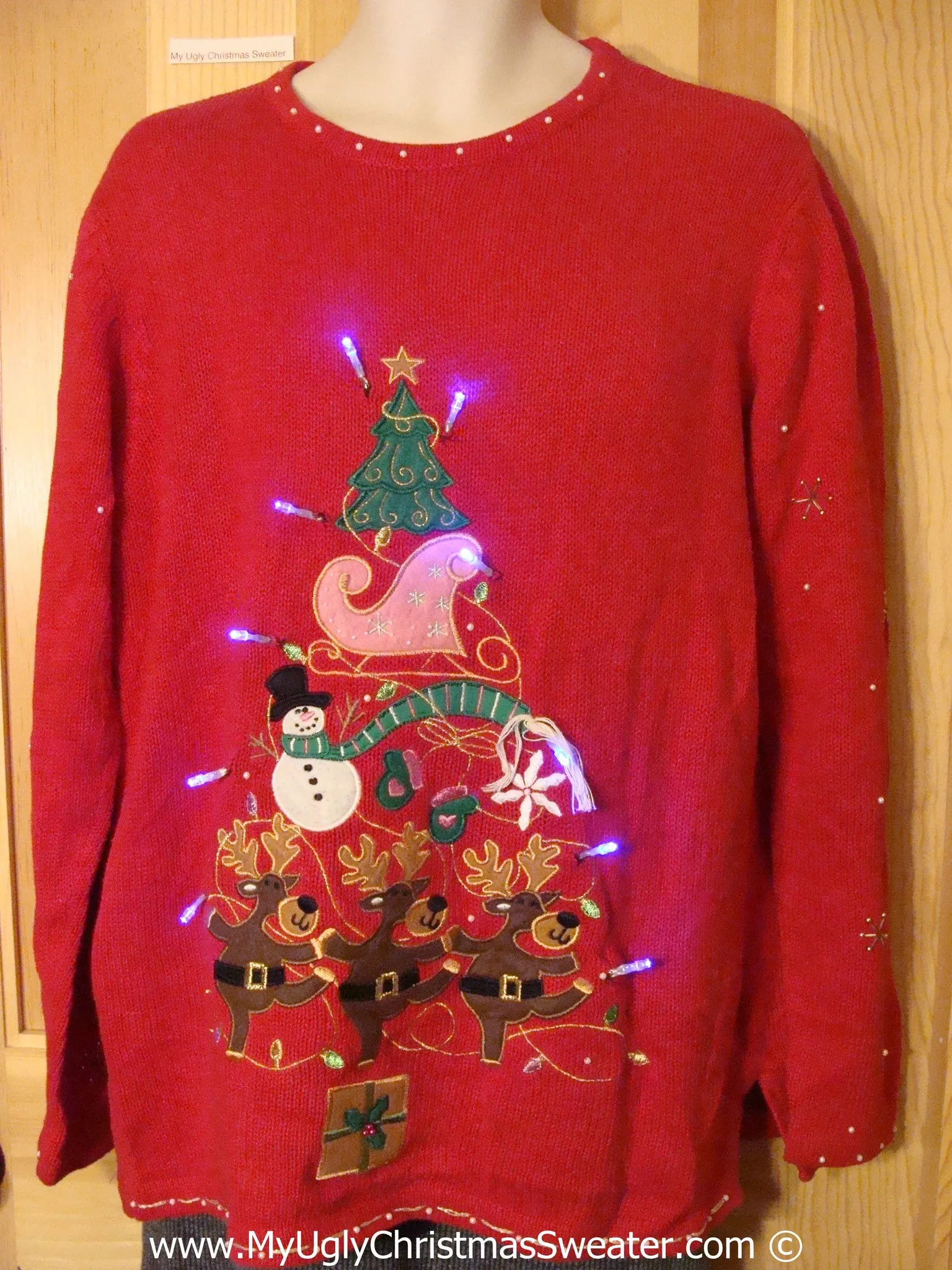 Tacky Xmas Sweater with Lights Dancing Reindeer Tree (g148)