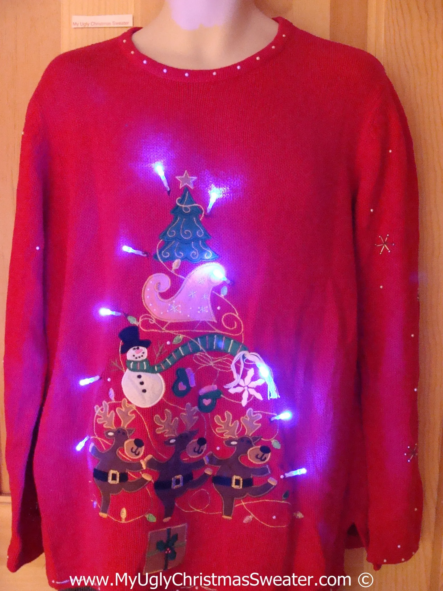 Tacky Xmas Sweater with Lights Dancing Reindeer Tree (g148)