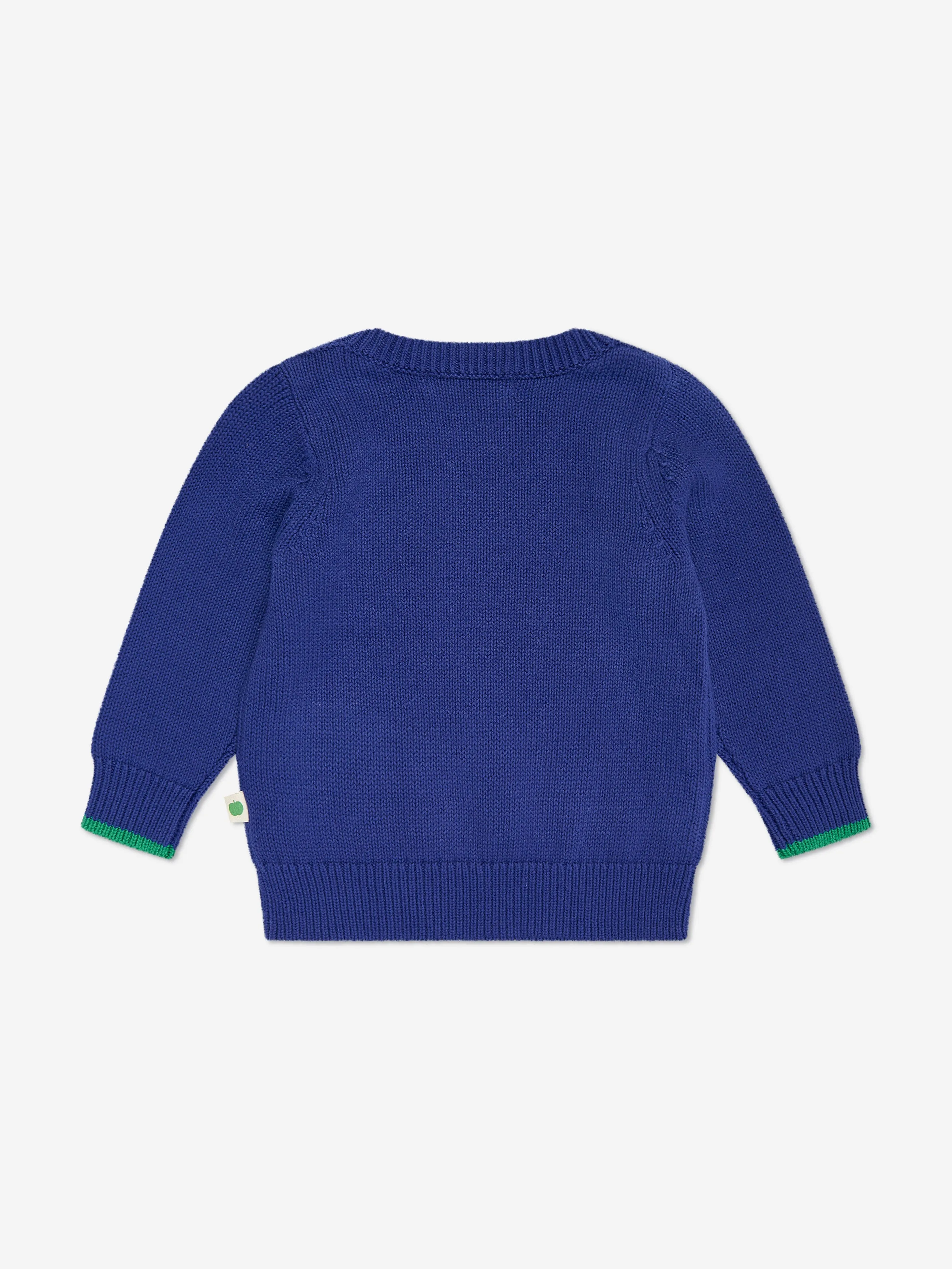 The Bonnie Mob Baby Boys Arwen Duck Knit Jumper in Blue