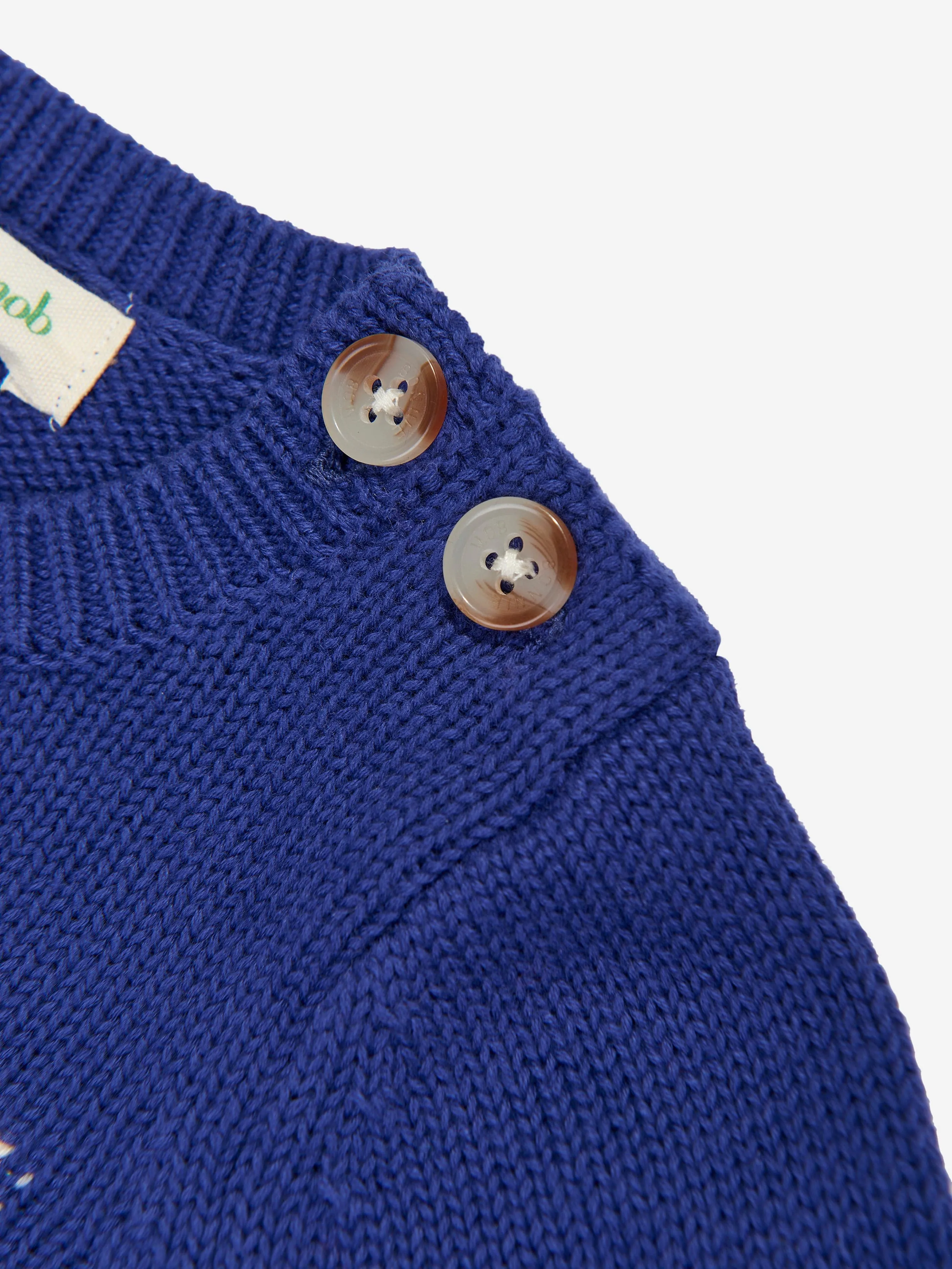 The Bonnie Mob Baby Boys Arwen Duck Knit Jumper in Blue