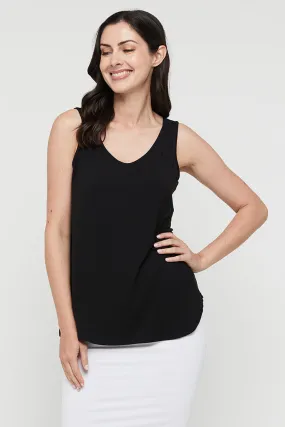 V Neck Singlet - Black