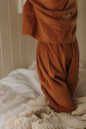 Wide Leg Corduroy Brown Trousers