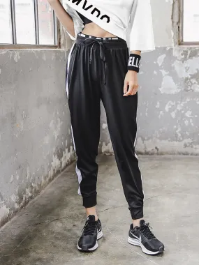 Women Sweatpants - One Stripe on Side/ Letters on Waist